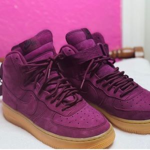High top purple Nike suede Forces